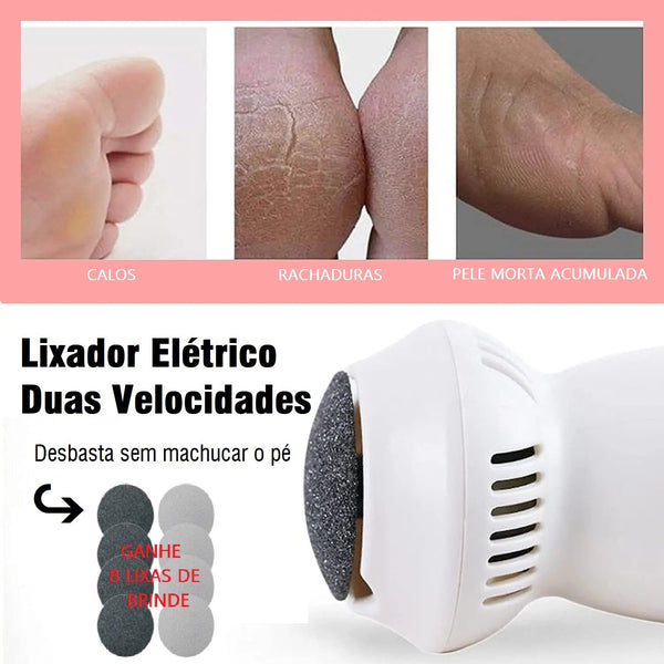 Lixador Elétrico para o Pés Soft Skin 2 Velocidades + [BRINDE 8 LIXAS]